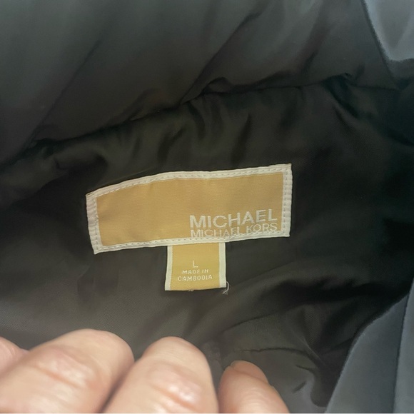 Michael Kors Black Puffer Vest with Gold Accents - Picture 3 of 4